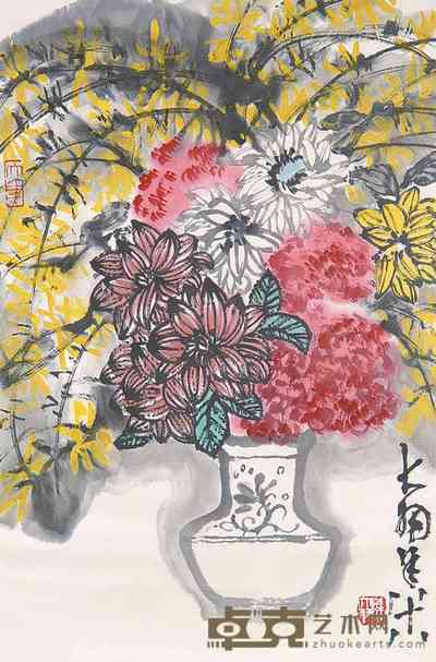 陈大羽 迎春图 立轴 67×45cm
